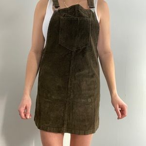Green corduroy overall dress